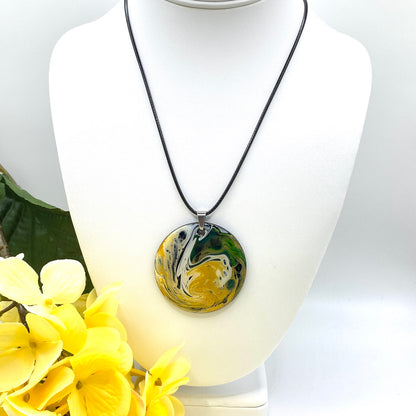 Hand Painted Iridescent Pendant Necklace