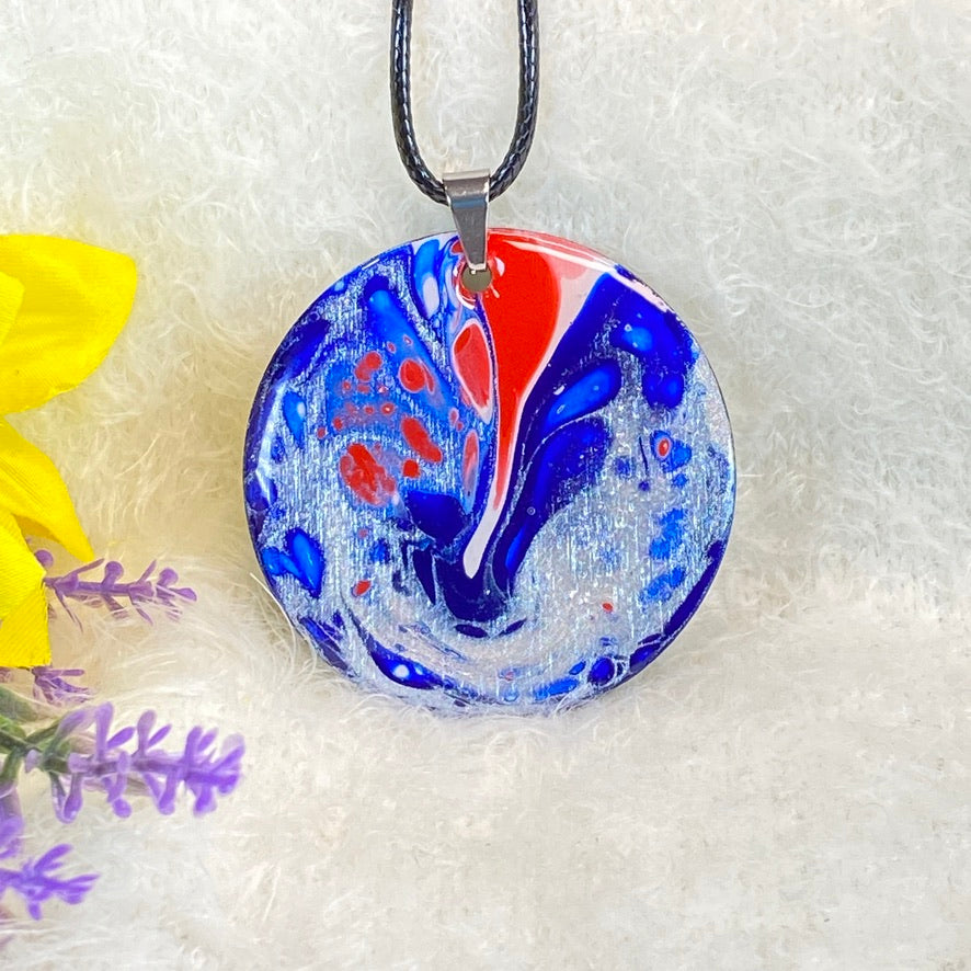 Hand Painted Iridescent Pendant Necklace