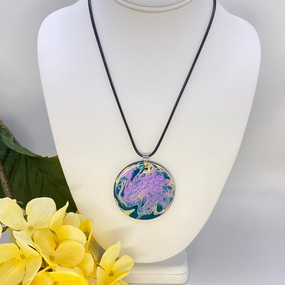 Hand Painted Iridescent Pendant Necklace