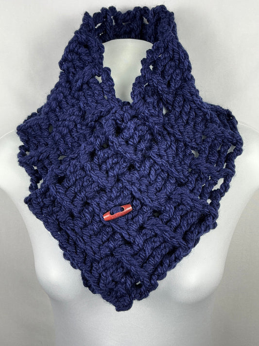 Multi Style Unisex Chunky Crochet Basket Weave Button Cowl Neck Warmer Gaiter Scarf