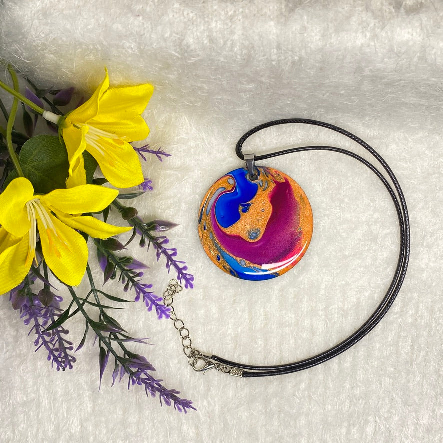 Hand Painted Iridescent Pendant Necklace