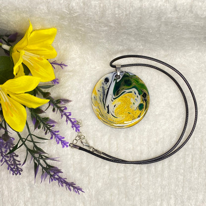 Hand Painted Iridescent Pendant Necklace