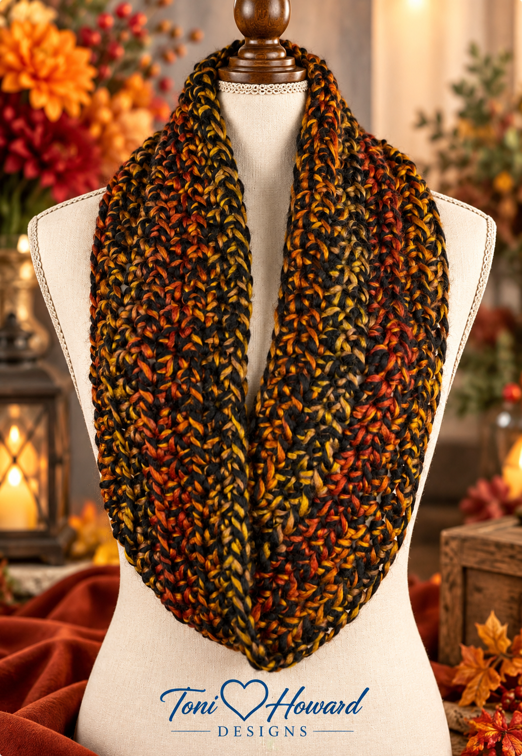 Handmade Autumn Multicolor Crochet Infinity Scarf – Women's Fashion Accessory