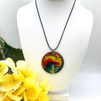 Hand Painted Iridescent Pendant Necklace