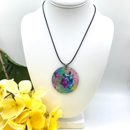 Hand Painted Iridescent Pendant Necklace