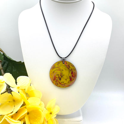 Hand Painted Iridescent Pendant Necklace