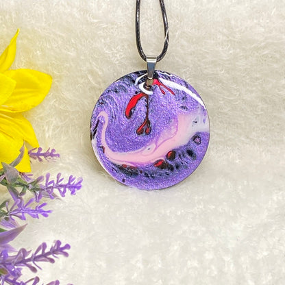 Hand Painted Iridescent Pendant Necklace