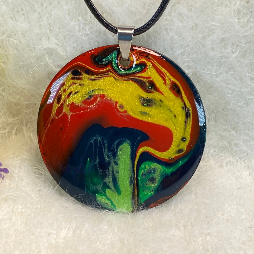 Hand Painted Iridescent Pendant Necklace