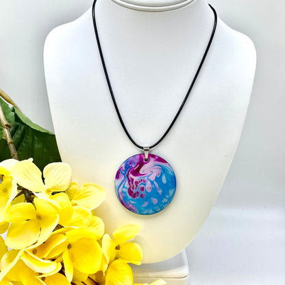 Hand Painted Iridescent Pendant Necklace