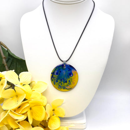 Hand Painted Iridescent Pendant Necklace