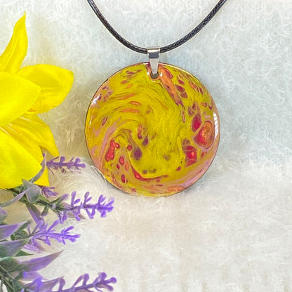 Hand Painted Iridescent Pendant Necklace