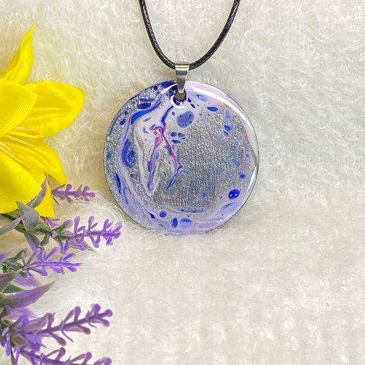 Hand Painted Iridescent Pendant Necklace