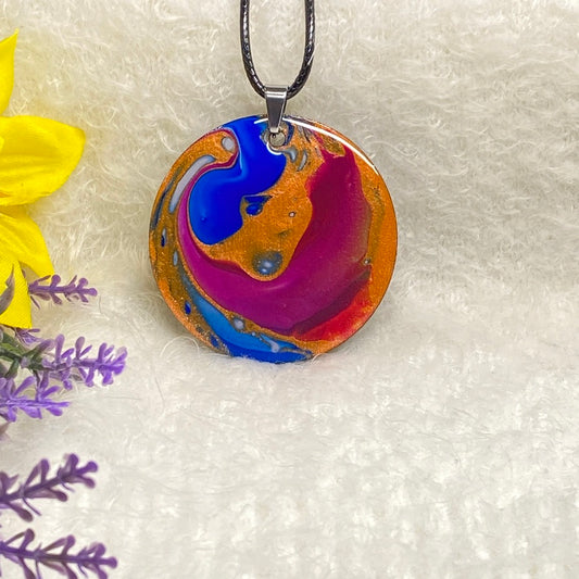 Hand Painted Iridescent Pendant Necklace