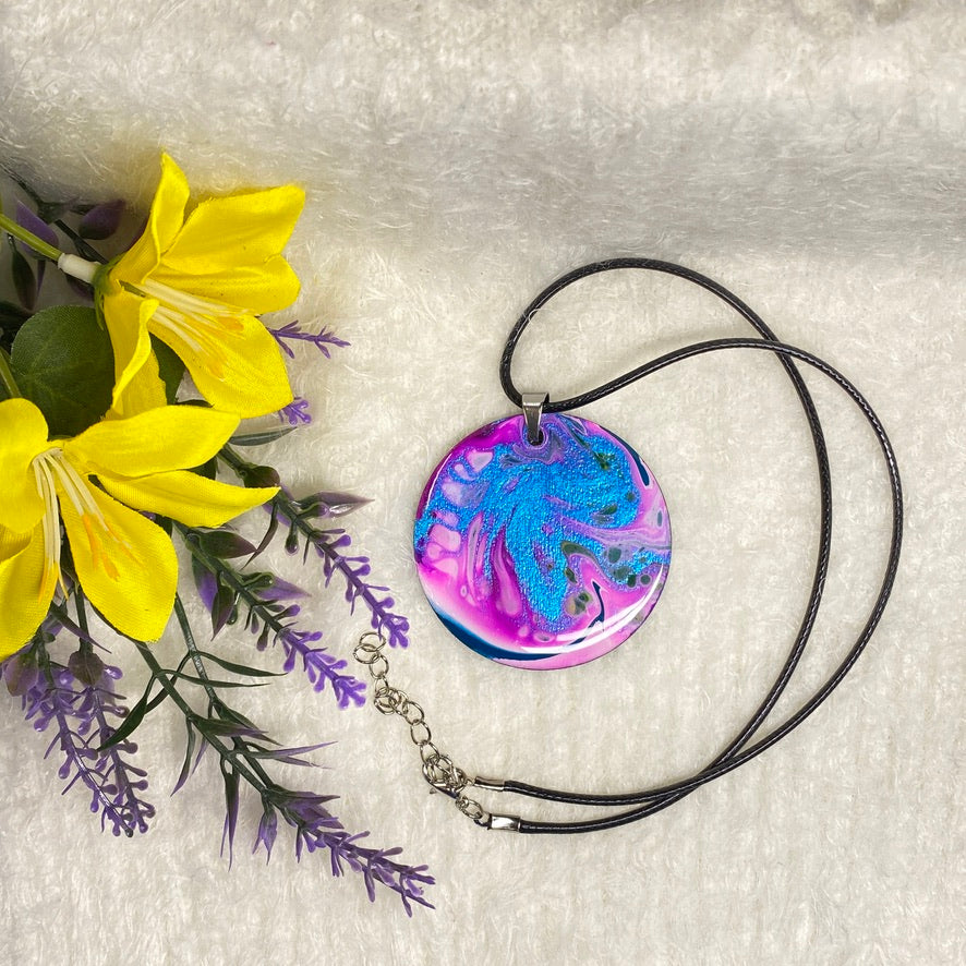 Hand Painted Iridescent Pendant Necklace