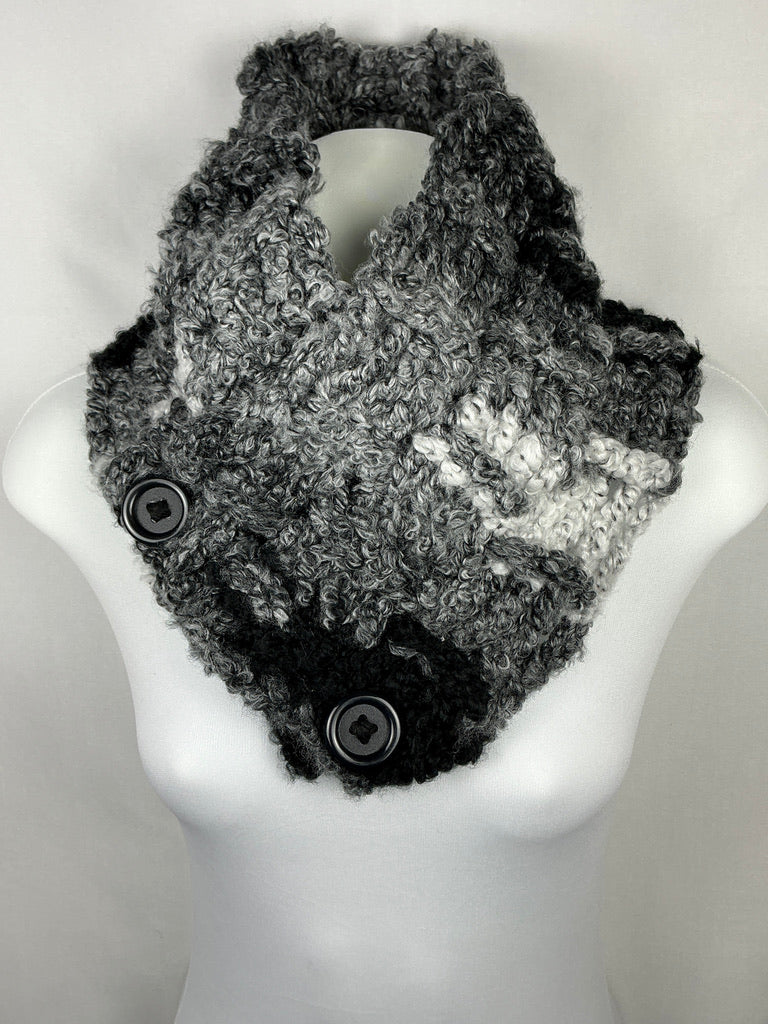 Multi Style Unisex Chunky Crochet Basket Weave Button Cowl Neck Warmer Gaiter Scarf