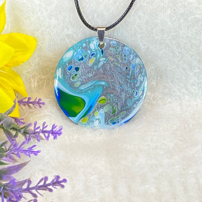 Hand Painted Iridescent Pendant Necklace