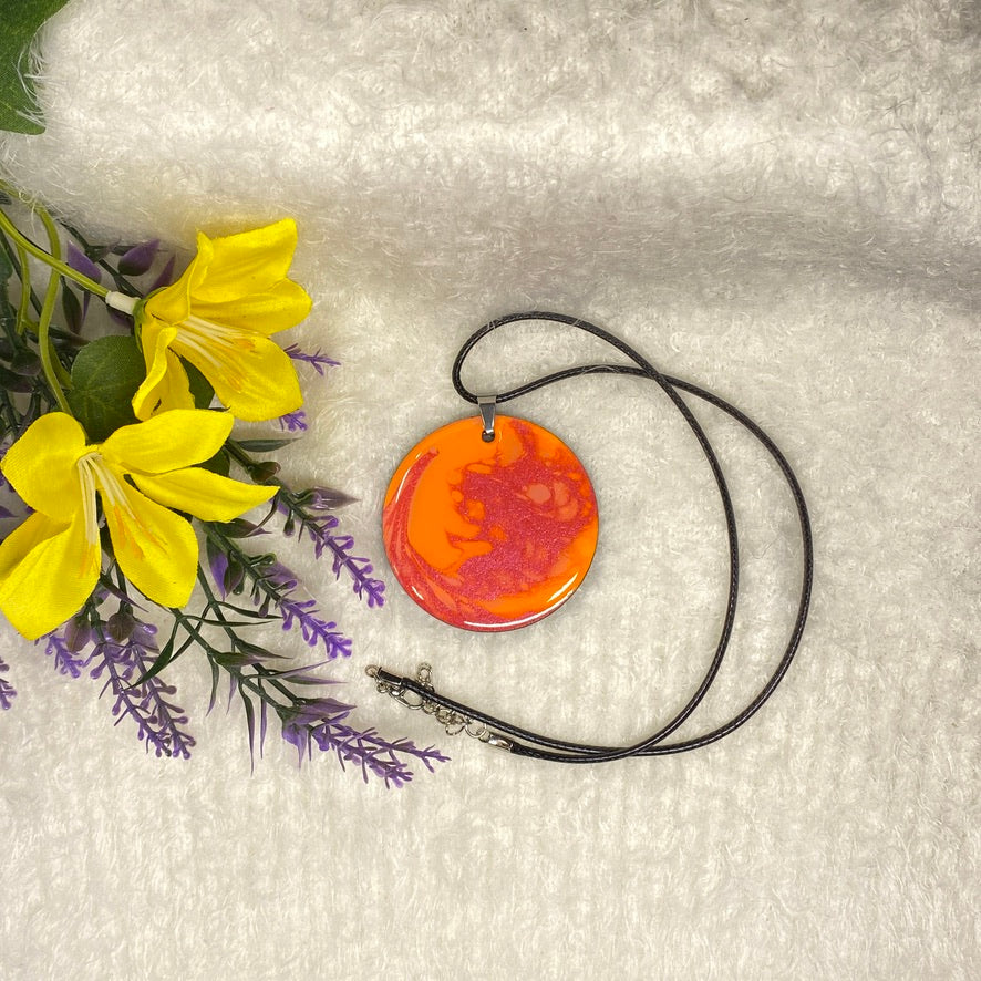 Hand Painted Iridescent Pendant Necklace