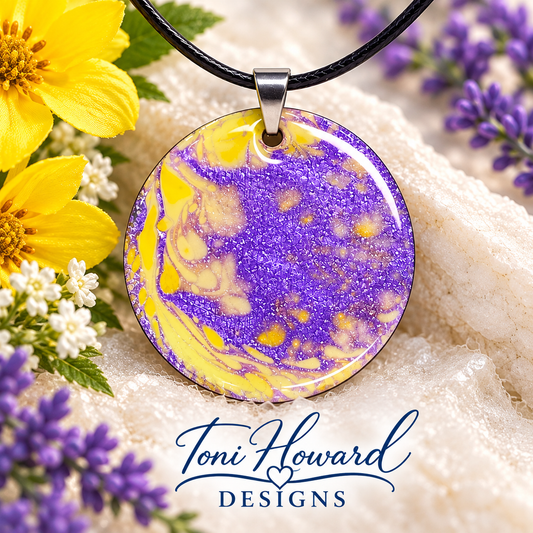 Hand Painted Iridescent Pendant Necklace