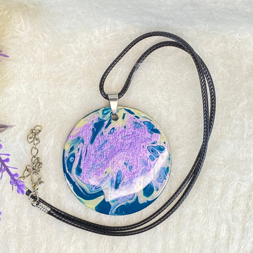 Hand Painted Iridescent Pendant Necklace