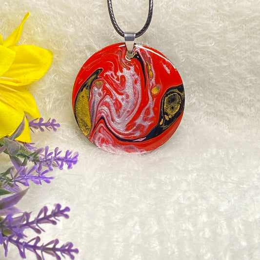 Hand Painted Iridescent Pendant Necklace