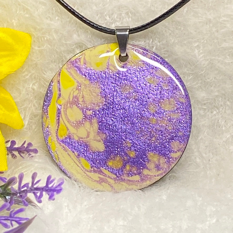 Hand Painted Iridescent Pendant Necklace