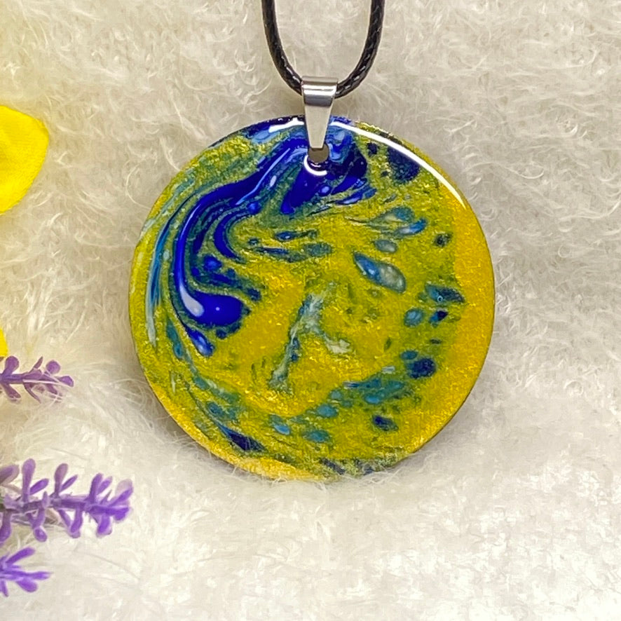 Hand Painted Iridescent Pendant Necklace