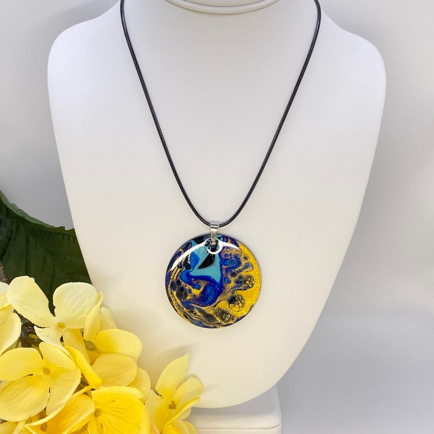 Hand Painted Iridescent Pendant Necklace