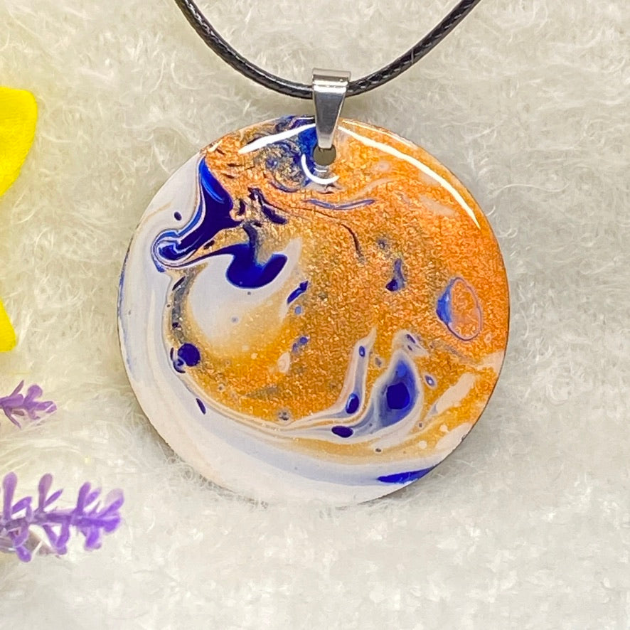 Hand Painted Iridescent Pendant Necklace