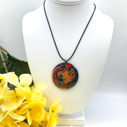 Hand Painted Iridescent Pendant Necklace