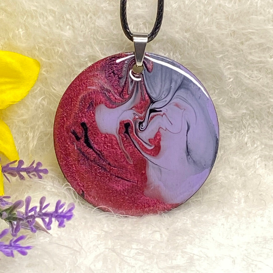 Hand Painted Iridescent Pendant Necklace