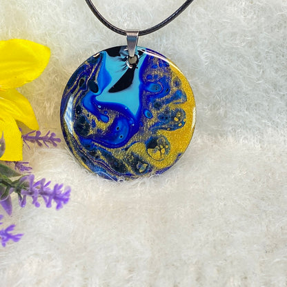 Hand Painted Iridescent Pendant Necklace