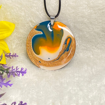 Hand Painted Iridescent Pendant Necklace