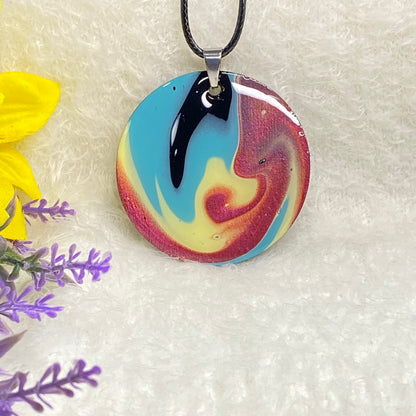 Hand Painted Iridescent Pendant Necklace