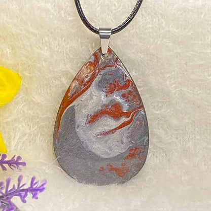 Hand Painted Iridescent Tear Drop Pendant Necklace