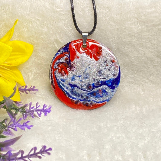 Hand Painted Iridescent Pendant Necklace