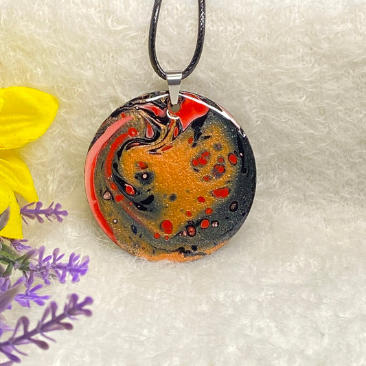 Hand Painted Iridescent Pendant Necklace