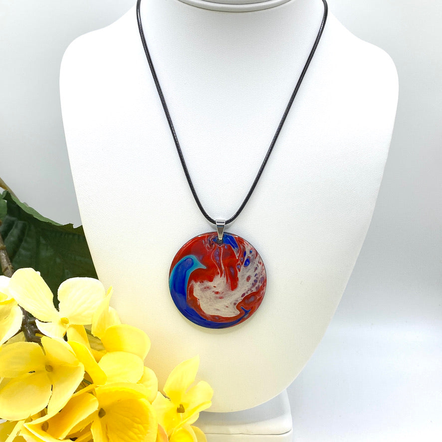 Hand Painted Iridescent Pendant Necklace