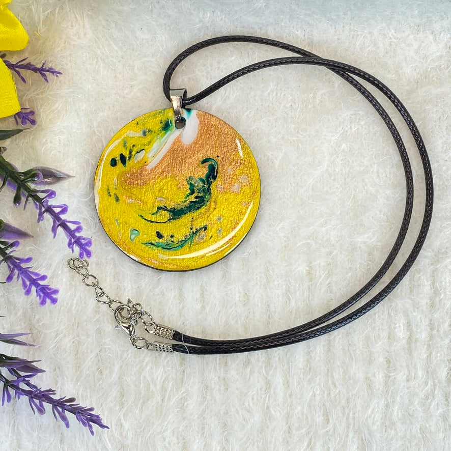 Hand Painted Iridescent Pendant Necklace