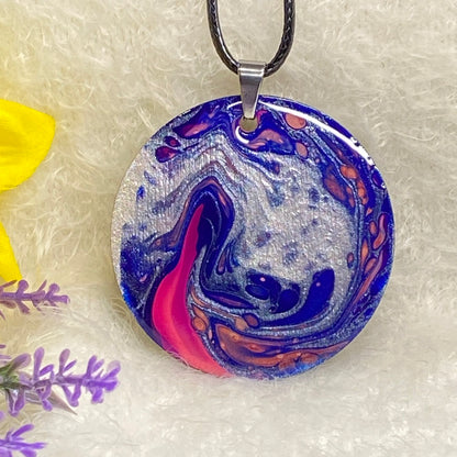 Hand Painted Iridescent Pendant Necklace