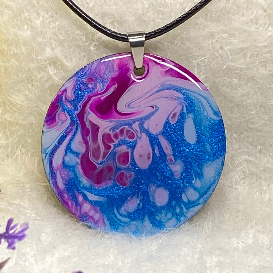 Hand Painted Iridescent Pendant Necklace