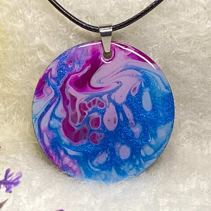 Hand Painted Iridescent Pendant Necklace