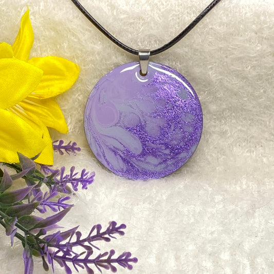 Hand Painted Iridescent Pendant Necklace