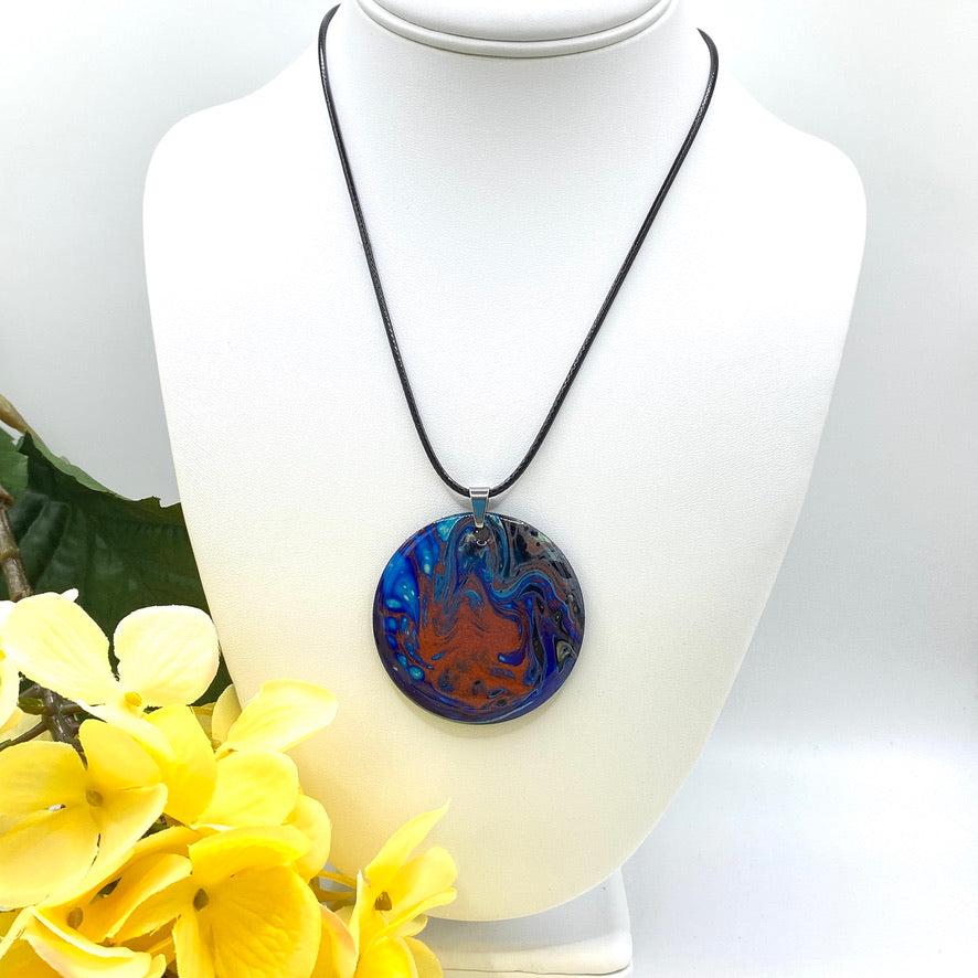 Hand Painted Iridescent Pendant Necklace