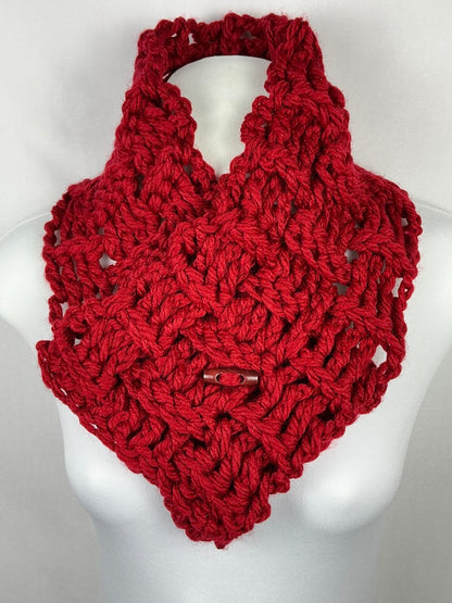 Multi Style Unisex Chunky Crochet Basket Weave Button Cowl Neck Warmer Gaiter Scarf