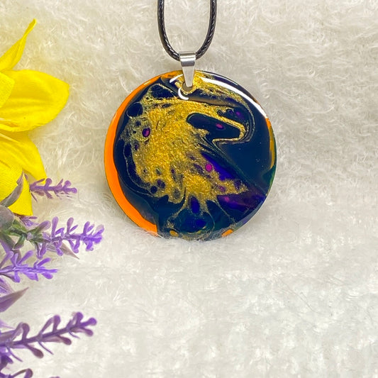 Hand Painted Iridescent Pendant Necklace