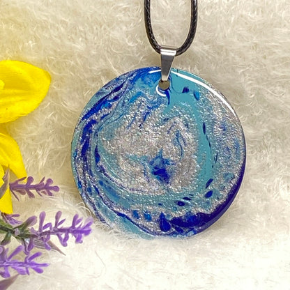 Hand Painted Iridescent Pendant Necklace