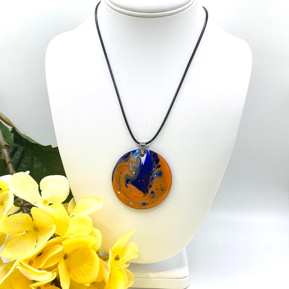 Hand Painted Iridescent Pendant Necklace