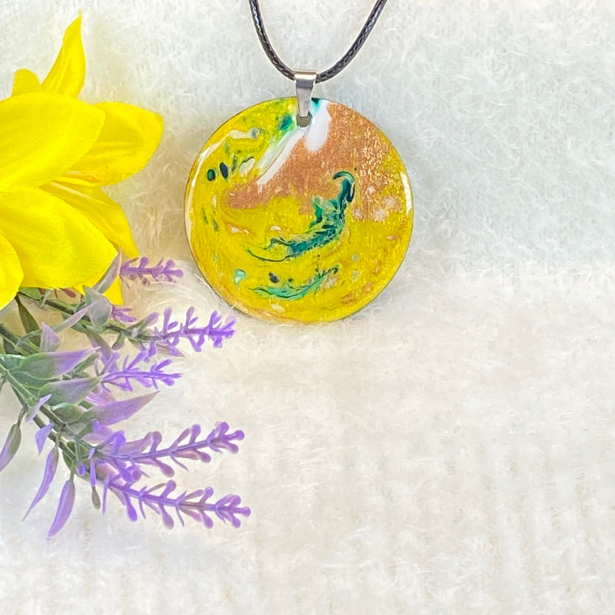 Hand Painted Iridescent Pendant Necklace