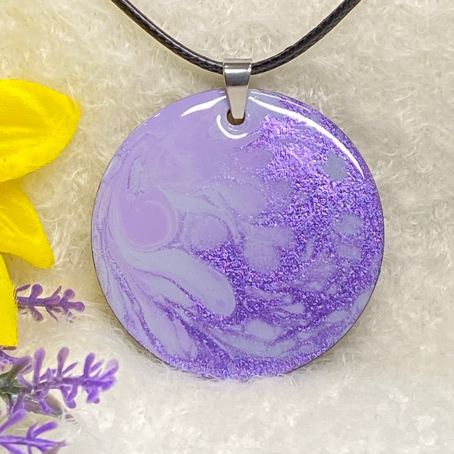 Hand Painted Iridescent Pendant Necklace