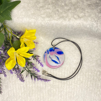 Hand Painted Iridescent Pendant Necklace